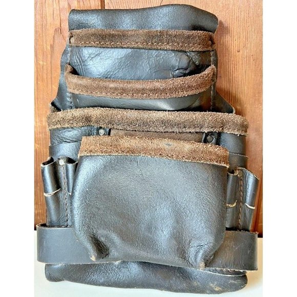 Unbranded Other - Construction Tool Nail Belt Pouch Premium Leather 12 Pocket Vintage
